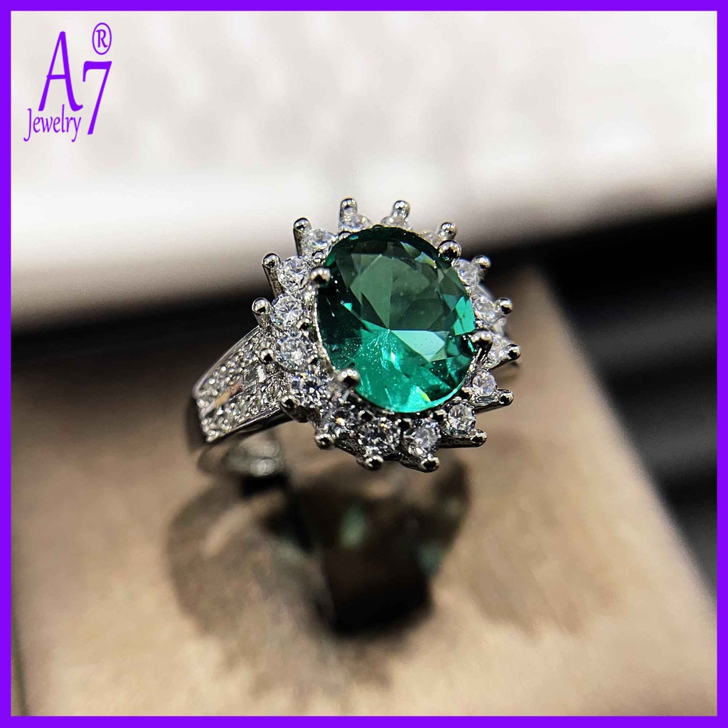 Nhẫn đính đá tourmaline hình giọt nước màu sắc đẹp mắt