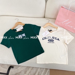 Áo Thun Nữ cổ tim F21 in chữ chất cotton mềm mịn thoáng mát phom lửng vừa chuẩn phom xinh