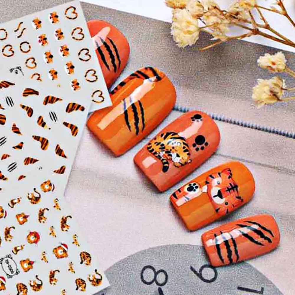 [Hàng mới về] Miếng dán trang trí móng tay họa tiết động vật năm mới dễ thương diy
