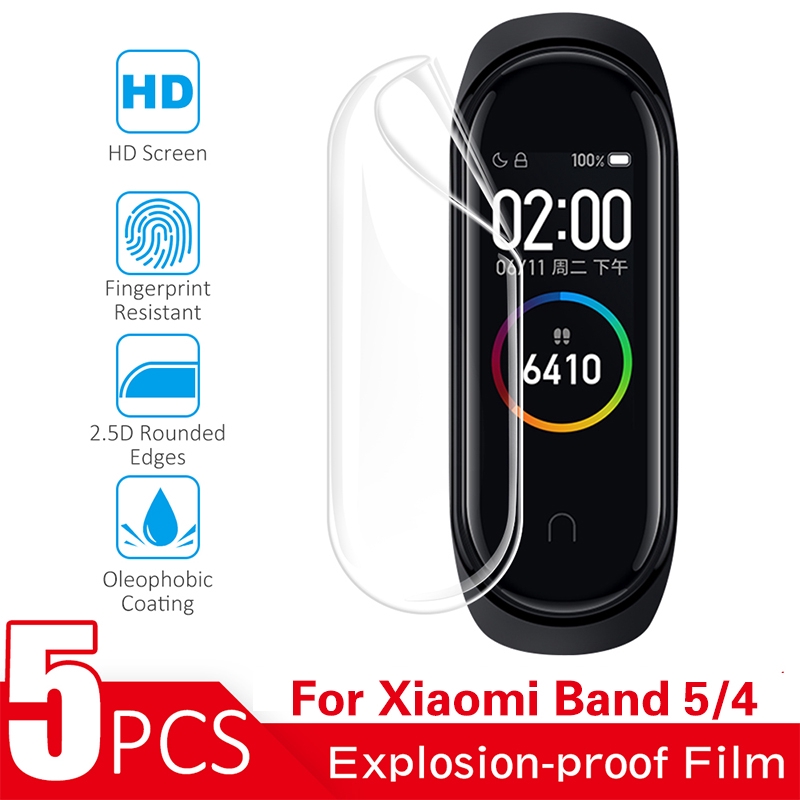 Set 5 Miếng Dán Bảo Vệ Màn Hình Bằng Tpu Mềm Chống Nổ Cho Xiaomi Mi Band 5 / Mi Band 4 / Miband 5 4 3