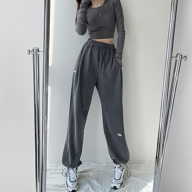 IELGYQuần Thể Thao Dây Rút Lưng Cao Dáng Suông Nhiều Màu Sắc Tùy Chọn Xu Hướng Mỹ Cho Nữ