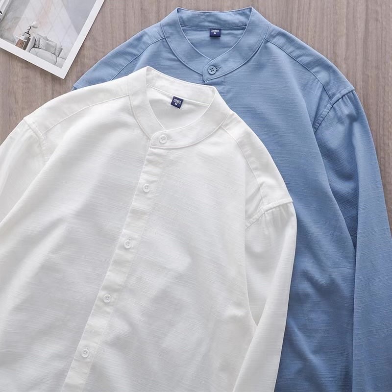 Áo sơ mi nam dài tay, Áo sơ mi cánh chất đũi Hàn,Áo sơ mi nam dài tay cổ tàu,Áo cánh nam dài tay