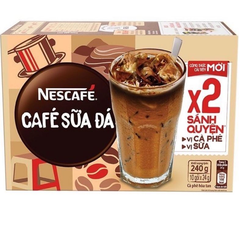 HỘP NESCAFE SỮA ĐÁ MỚI 3IN1- HỘP 10 GÓI- TẶNG 1LY