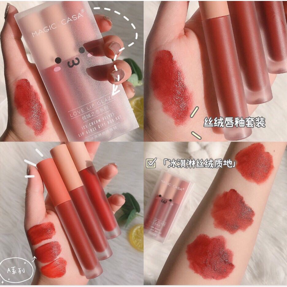 Set 3 Cây Son Kem Lì Herorange Fluffy Lip Glaze