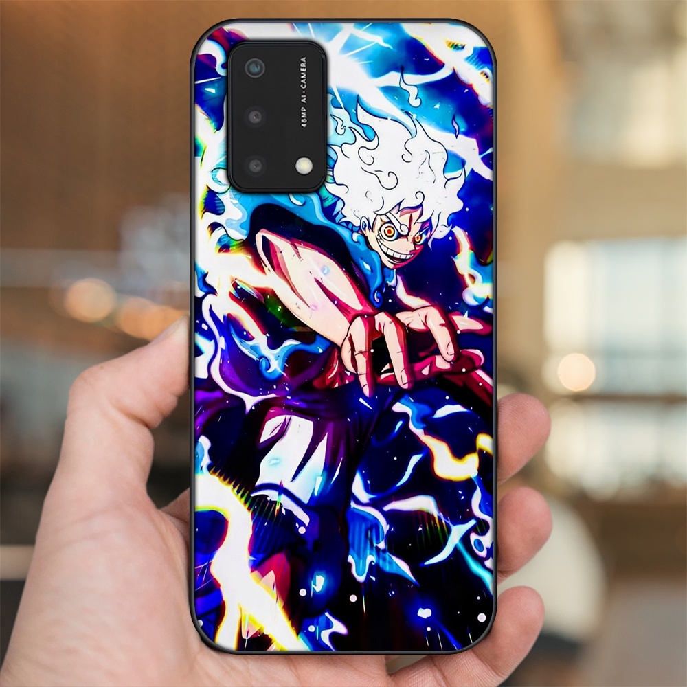 Ốp lưng Oppo A74, A93 5G, A95 viền đen in hình Luffy One Piece