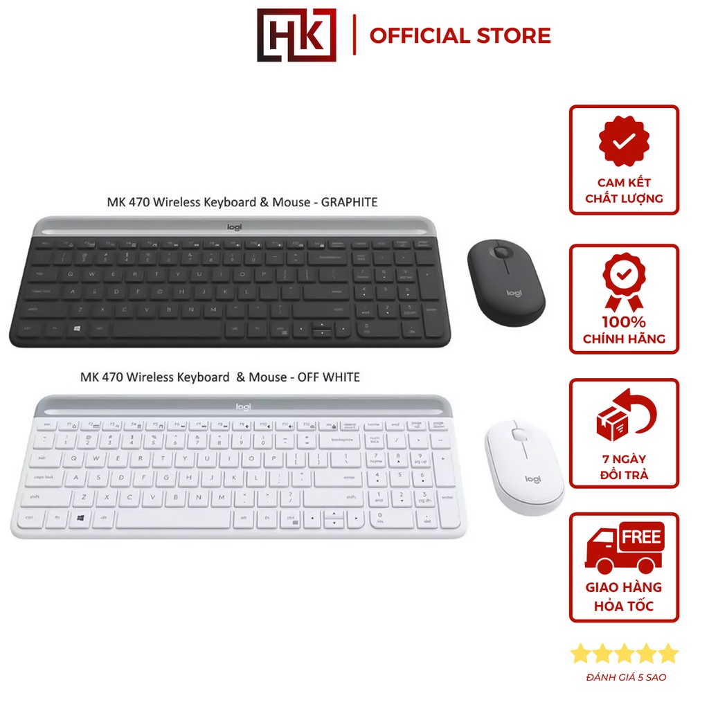 Bộ bàn phím và chuột không dây Logitech MK470 - Bảo hành chính hãng 12 Tháng