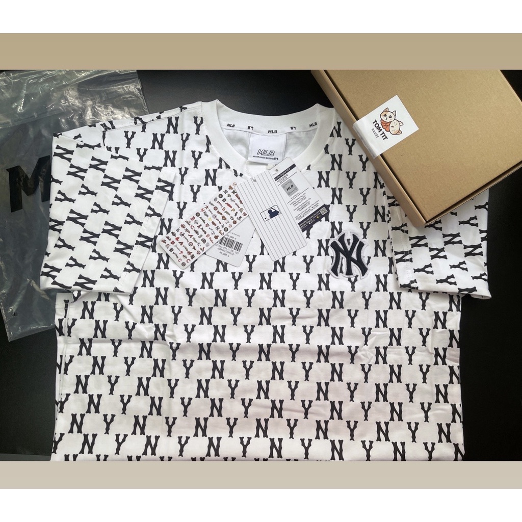 Áo Thun M.L.B Monogram Chất Cotton 100% Dáng Form Suông Năng Động