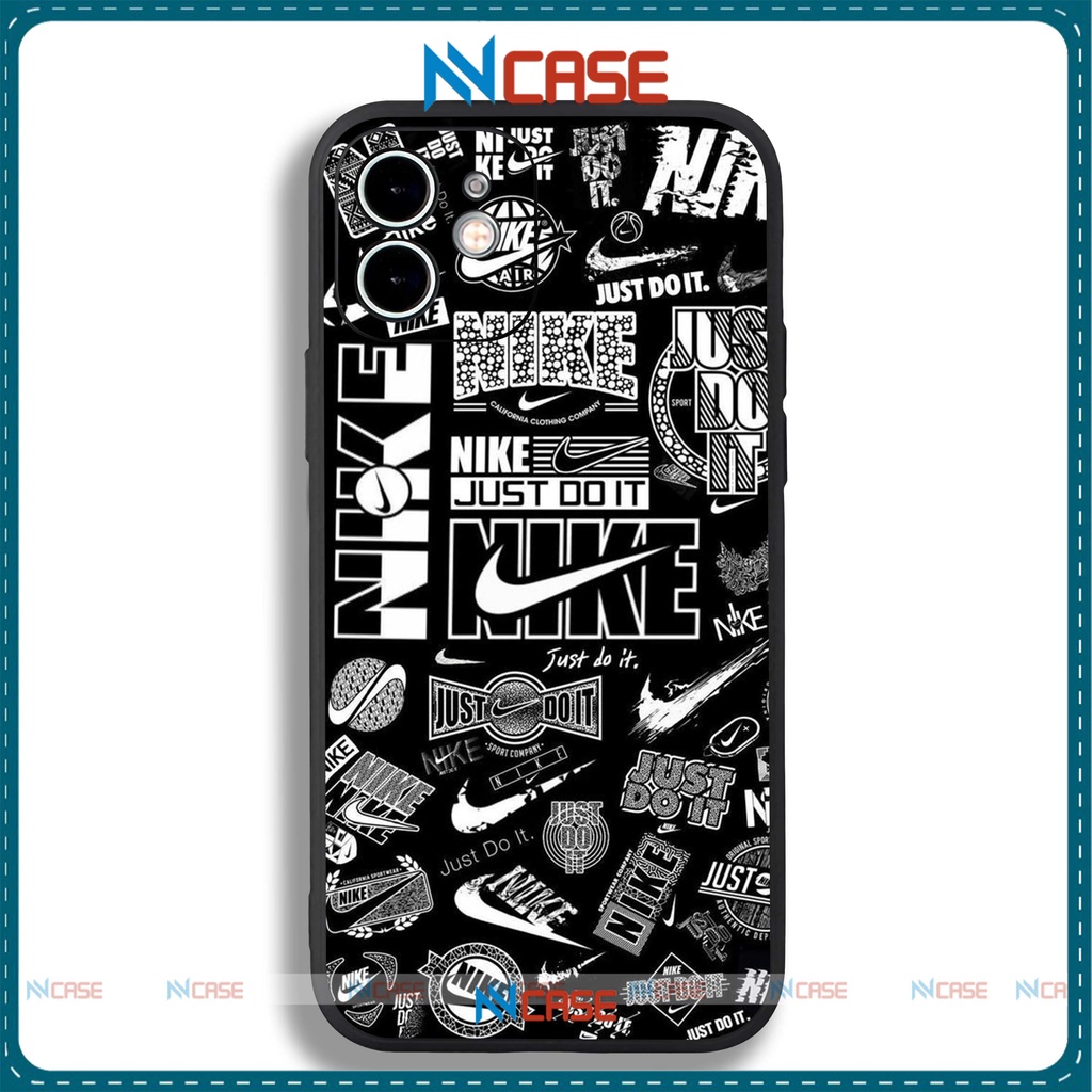 Ốp lưng iphone 6 6s 6plus 6splus 7plus 8plus x Xr XsM 11 12 13 14 15 Promax pro plus in hình Nike cạnh vuông silicon dẻo