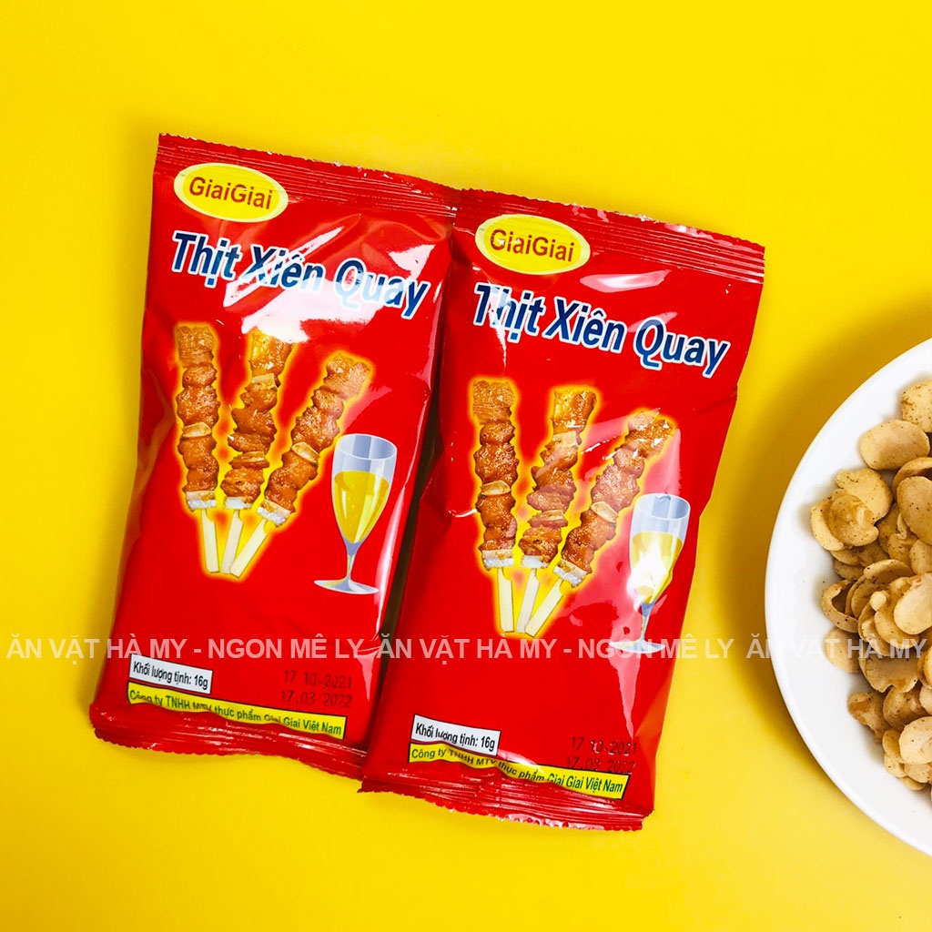 Snack thịt xiên quay gói 16g đồ ăn vặt Hà My