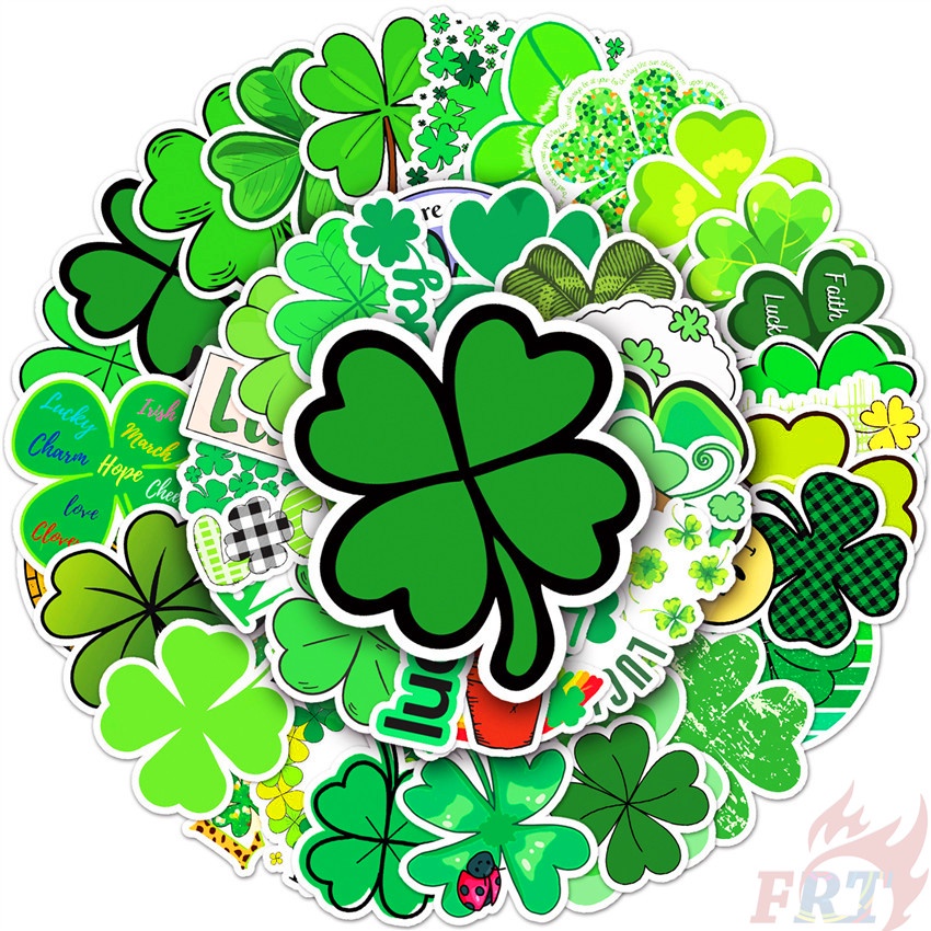 ❉ Miếng Dán Hình Cỏ Bốn Lá May Mắn Series 01 ❉ Bộ 50 Miếng Dán Chống Thấm Nước Họa Tiết Thời Trang Dùng Trang Trí