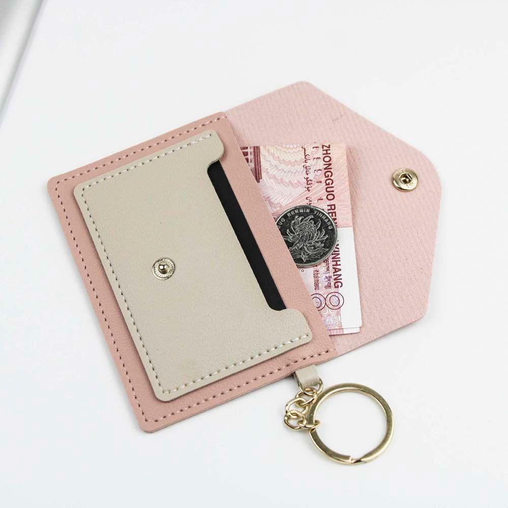 Ví Đựng Thẻ ID / Danh Thiếp Cỡ Nhỏ Màu Kẹo Kèm Móc Khóa Kiểu Hàn Quốc Tiện Dụng Cho Học Sinh