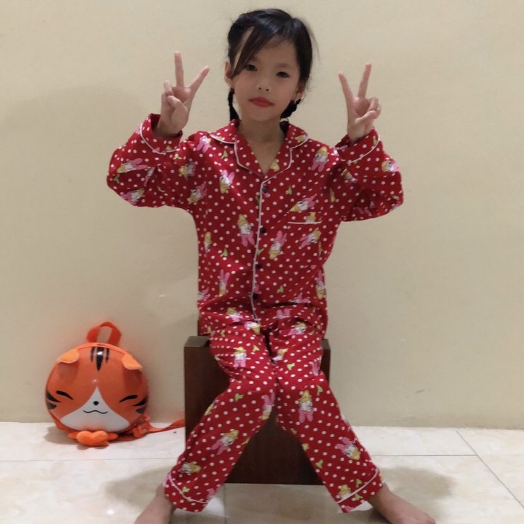 Đồ bộ mặc nhà Pijama bé gái dài tay nhiều hình dễ thương vải thoáng mát (20-35kg)