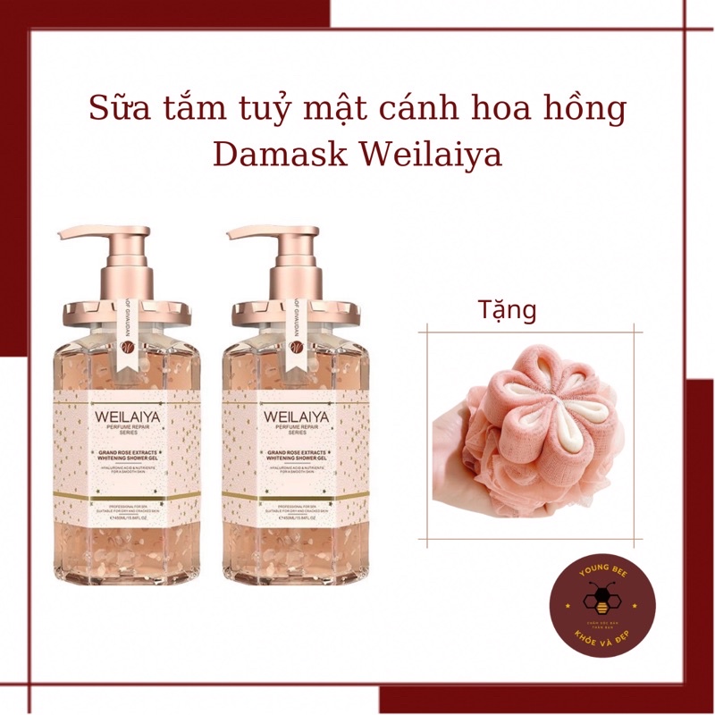 Sữa tắm tuỷ mật cánh hoa hồng Damask Weilaiya