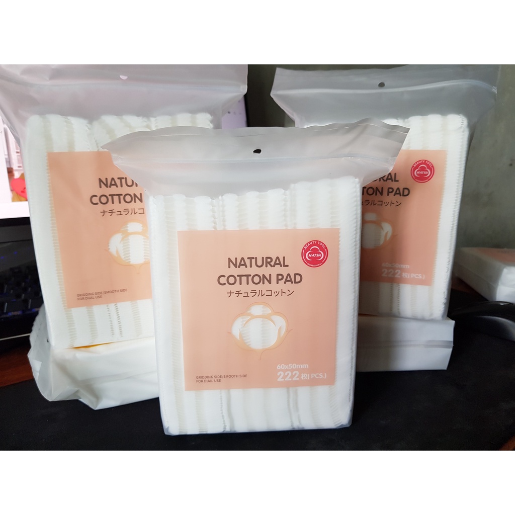 Bông tẩy trang 222 miếng Natural Cotton Pad mẫu mới siều mềm, siêu dày