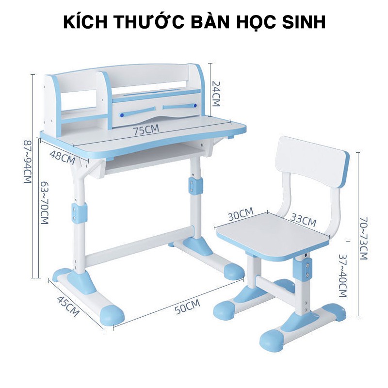 Bàn học trẻ em RIBO HOUSE bàn học sinh SIZE 75cm bàn chống gù, chống cận, cho các bé từ 3 - 12 tuổi  RIBO156