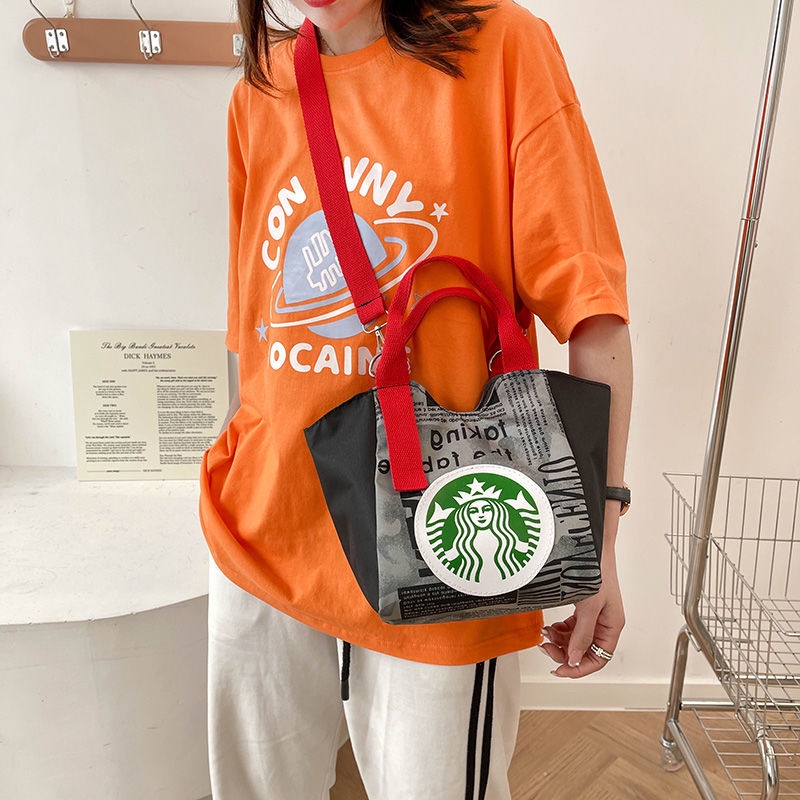 Túi vải Cỡ Lớn In Họa Tiết Starbucks Phong Cách Hàn Quốc Cho Nữ