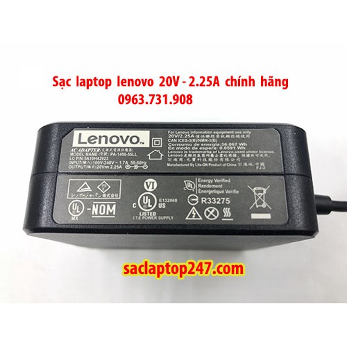 Sạc laptop Lenovo 20v 2.25a chính hãng