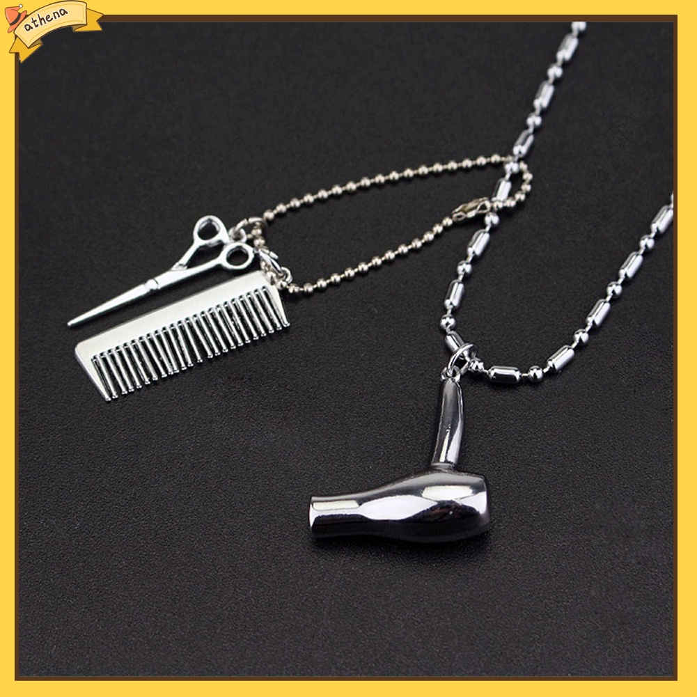 Dây chuyền mặt hình lược kéo máy sấy tóc thời trang unisex làm quà tặng cho thợ cắt tóc