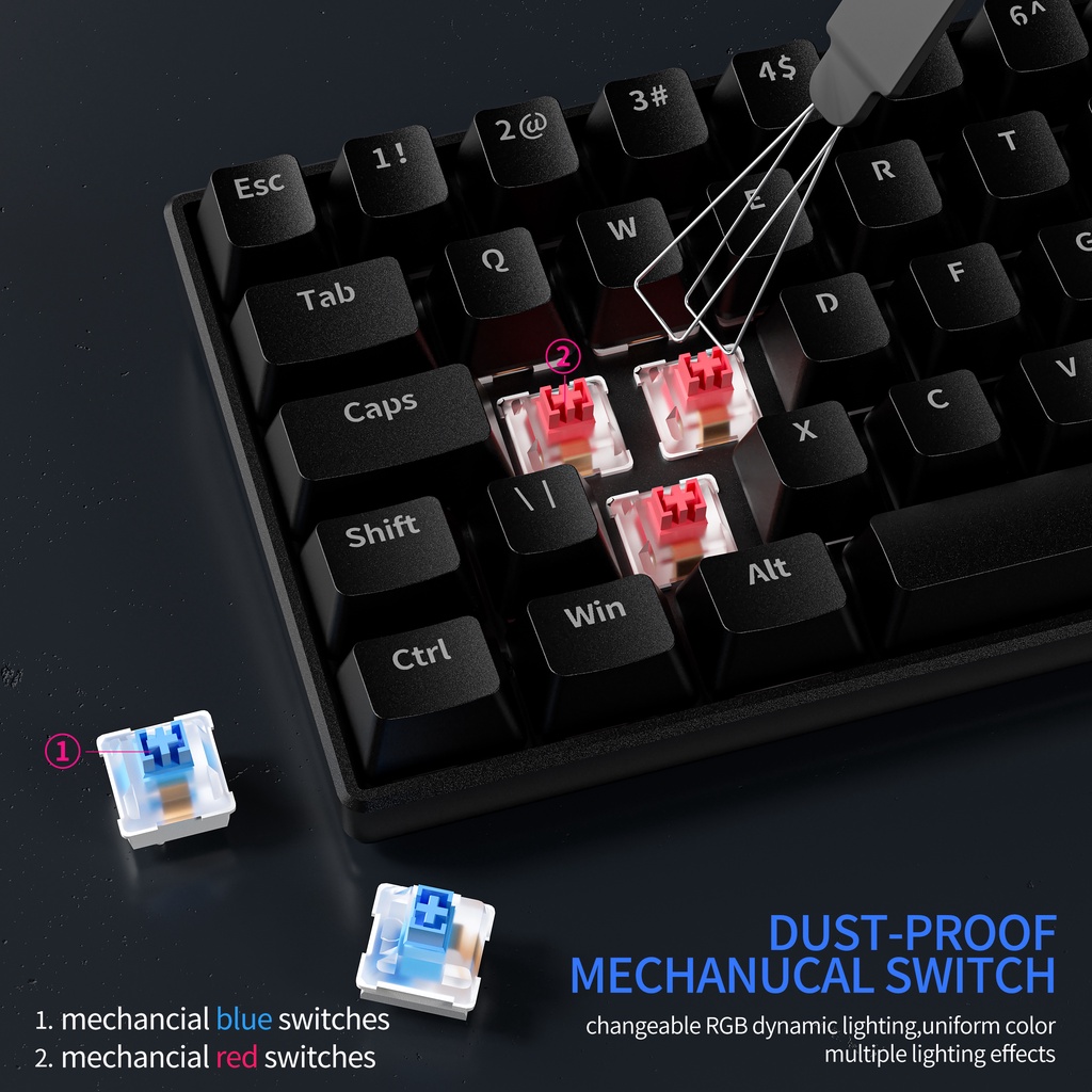 ZIFRIEND Bàn Phím Cơ Chơi Game 63 Phím 60% Chuyên Nghiệp