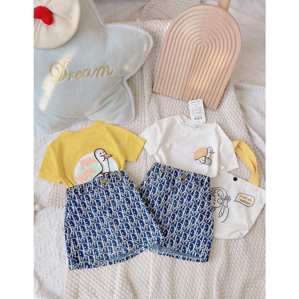 Set vịt cv jean in tràn bé gái