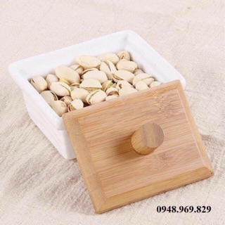 Hũ đựng mứt nắp gỗ, thuỷ tinh