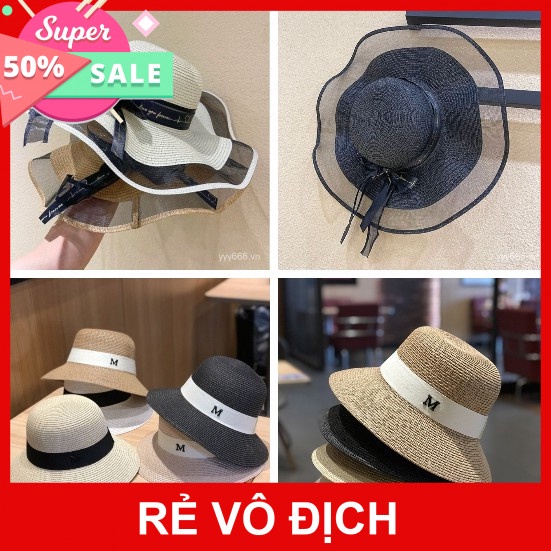 [5❤️][FREESHIP] MŨ VIỀN CHỮ M - NÓN RƠM KHÂU TAY ĐI BIỂN KIỂU LƯỚI DÂY CHỮ LOVE [HCM]