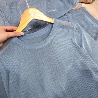Áo dài tay xanh mint