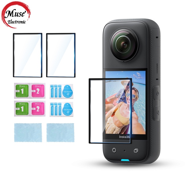 Set 2 Kính Cường Lực Bảo Vệ Màn Hình Hd Chống Trầy Tương Thích Với Insta360 X3 Action