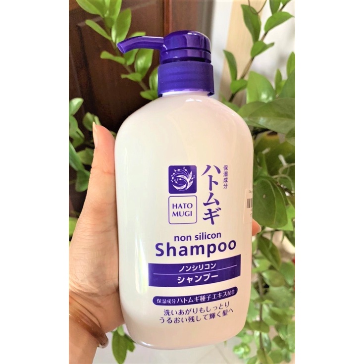 Dầu gội đầu ý dĩ Hatomugi Shampoo 600ml cải thiện tóc khô xơ, hư tổn, giúp làm sạch gàu