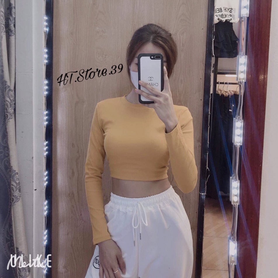 Áo Croptop Dài Tay  💖  💖FREESHIP Áo croptop trơn ôm, Chất co dãn 4 chiều, thoáng mát Áo Mùa Thu 2021