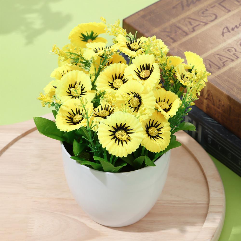 KUNHEV Chậu Hoa Mẫu Đơn Nhân Tạo Màu Sắc Tươi Sáng Để Bàn Trang Trí