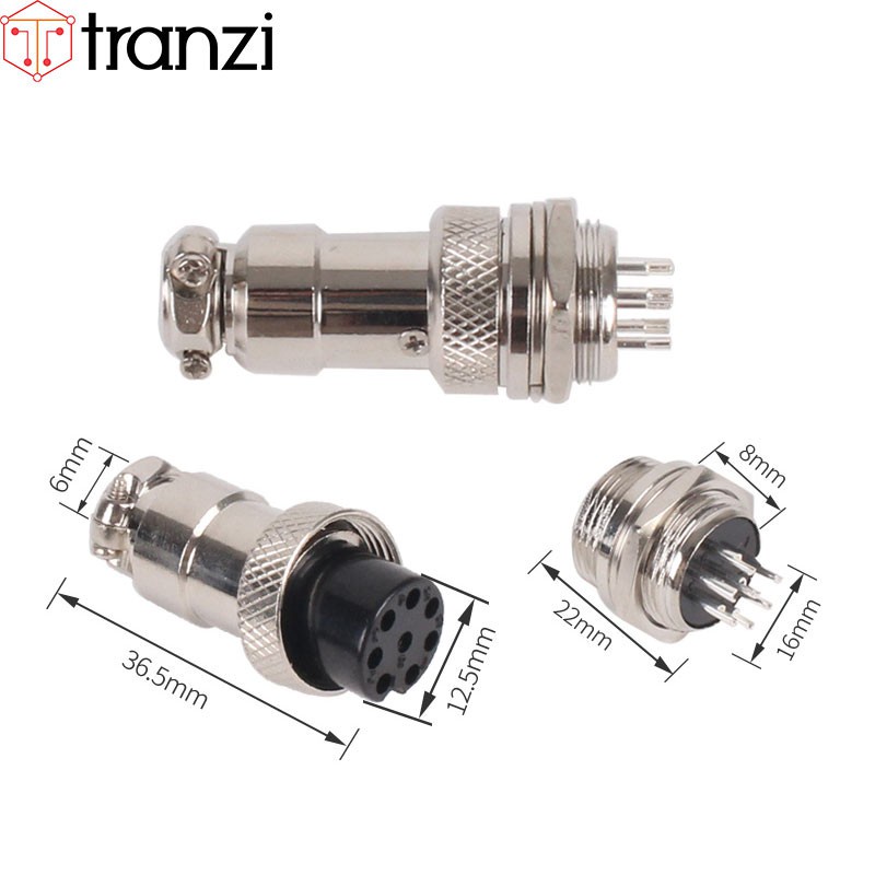 Giắc GX16 8P 16mm bộ đực cái - túi 1 bộ đực cái