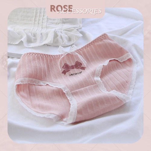Quần lót nữ cotton tăm nơ viền ren mềm mại săc Tím nhẹ nhàng thời trang Rose Accessories QL11
