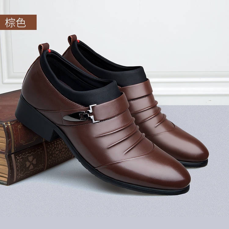 Leather shoes men's business dress casual leather shoes spring single shoes lazy shoes Korean version breathable men Dad