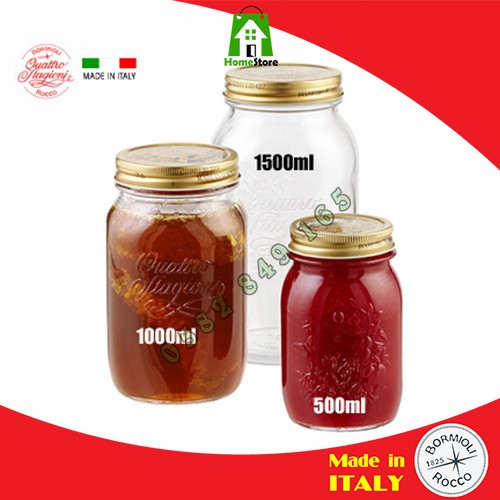 Hũ thủy tinh nắp vặn QUATTRO - Bormioli Rocco - 500ml @349750 [NHẬP KHẨU ITALY - CHÍNH HÃNG]