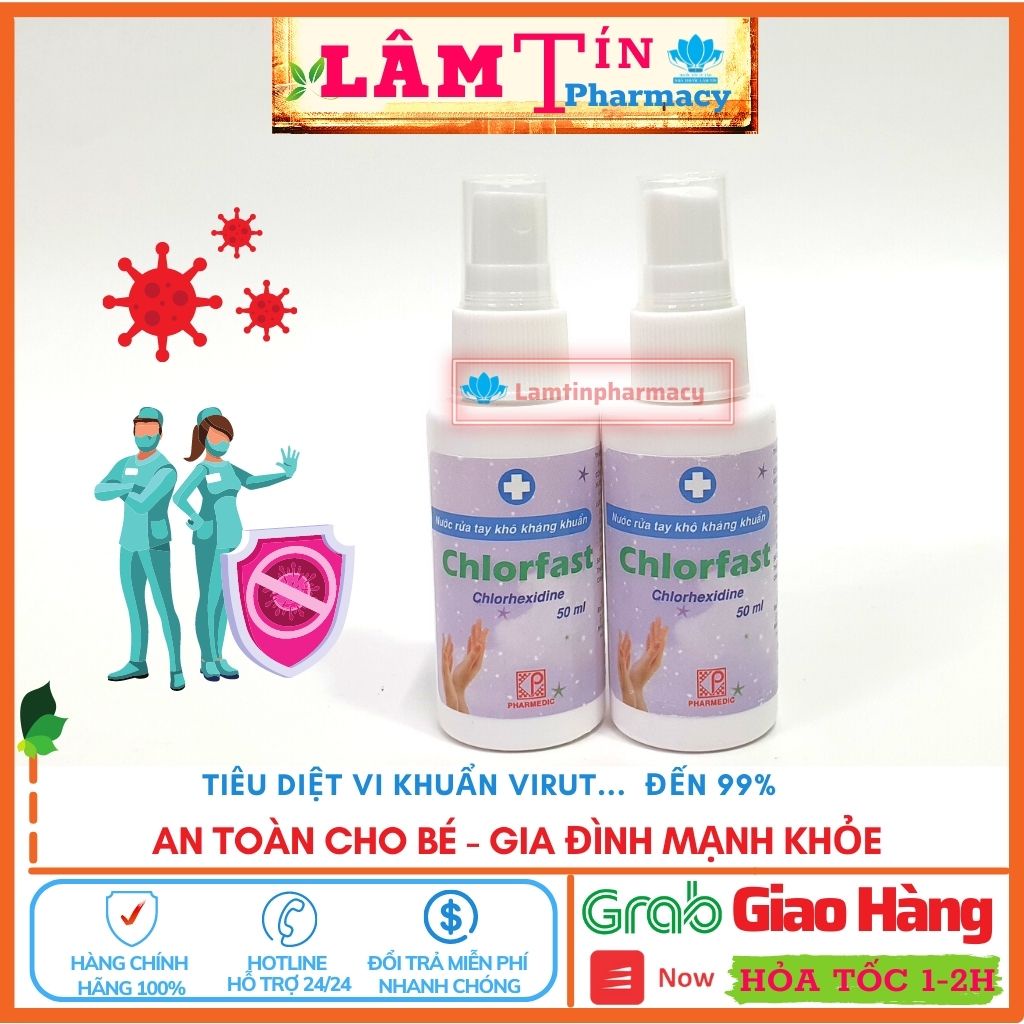 Nước Rửa Tay Khô Dạng Xịt Chlorfast Cho Mọi Người An Toàn Cho Bé Lọ 50ML