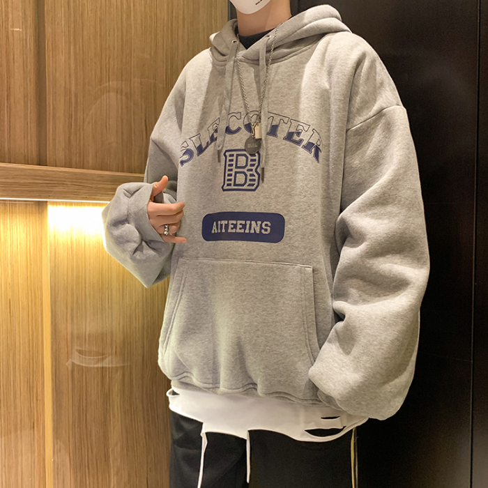 Áo hoodie tay dài dáng rộng in chữ thời trang cho nam | BigBuy360 - bigbuy360.vn