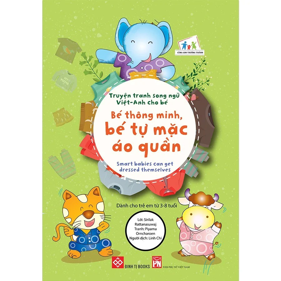 SÁCH -Truyện tranh song ngữ Việt-Anh cho bé - Smart babies can get dressed themselves - Bé thông minh, bé tự mặc áo quần