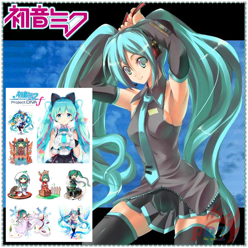 Hình xăm không thấm nước nghệ thuật cơ thể cho cánh tay chân gợi cảm hình anime Hatsune Miku Vocaloid
