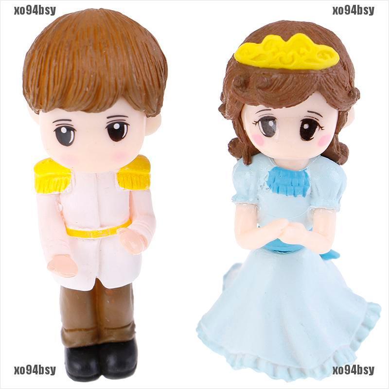 [xo94bsy]1set Prince Princess Couple DIY Mini Miniature Figurine Garden Micro La