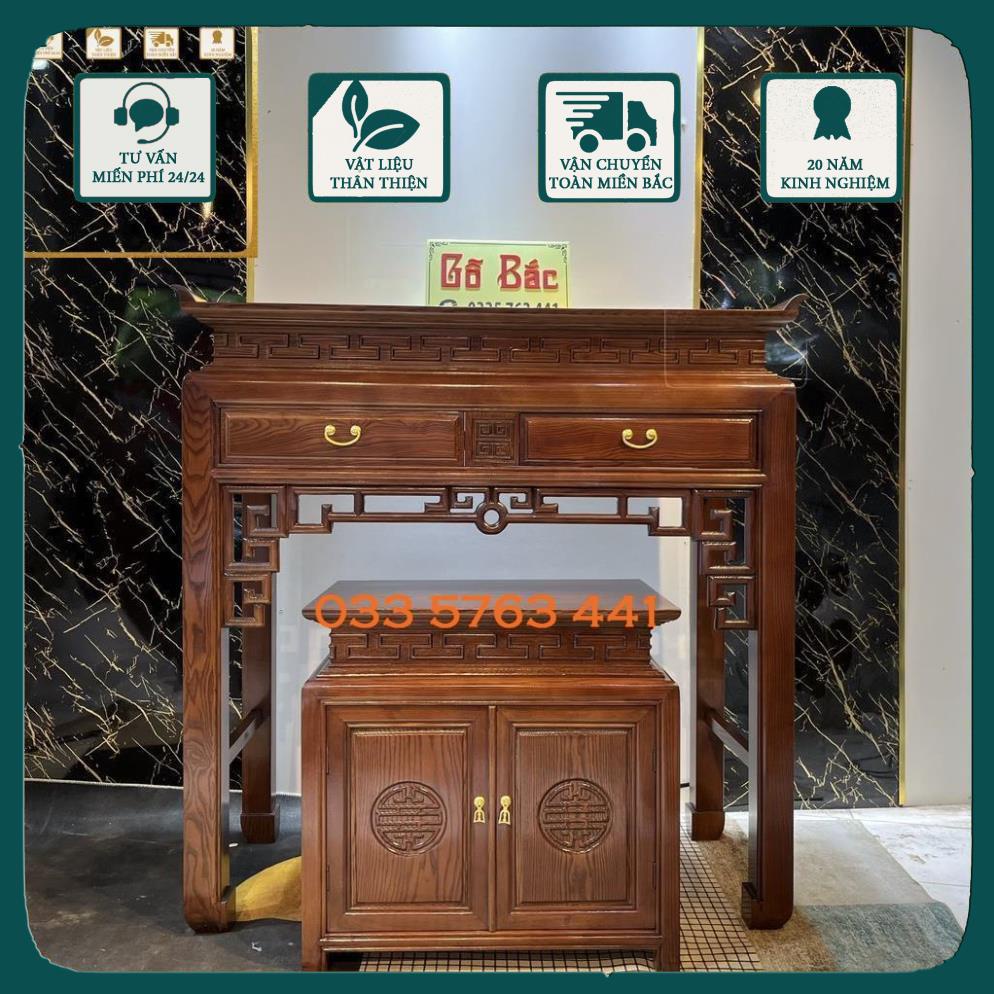 FREE SHIP nội thành Hà Nội - Bàn thờ gỗ sồi - chọn bộ án gian bao gồm bàn trên và bàn cơm