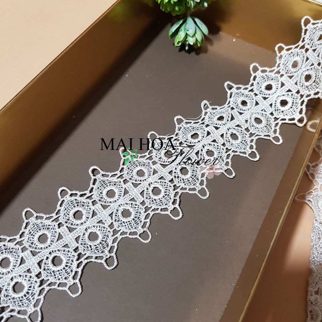 RC21 Cuộn 13 mét dây ren viền váy áo ren thêu hoa dùng may đồ Maihoaflower