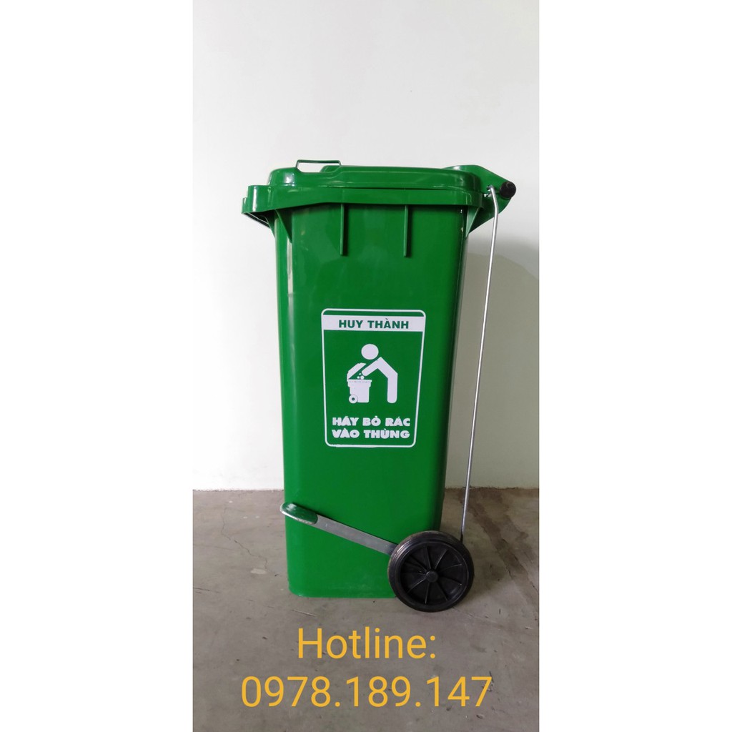 THÙNG RÁC NHỰA HDPE 120L CÓ CẦN ĐẠP CHÂN - 0978189147