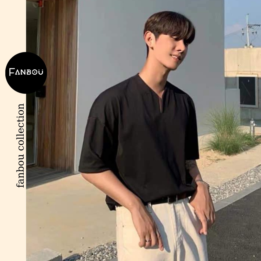 Áo thun cotton nam cổ xẻ V tay ngắn | BigBuy360 - bigbuy360.vn