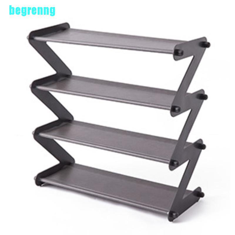 beg Z Shape Shoe Rack Stainless Steel Storage Shelf Book Room Bedroom Shoe Organizer