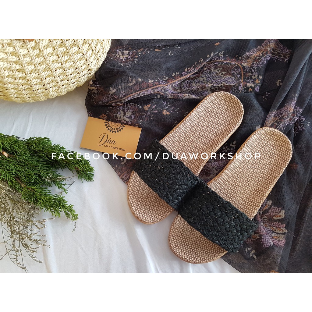 Dép Cói Quai Ngang Trơn Vintage, Dép Đi Biển, Dép Mang Trong Nhà, Dép Văn Phòng, Dép Nữ COI02