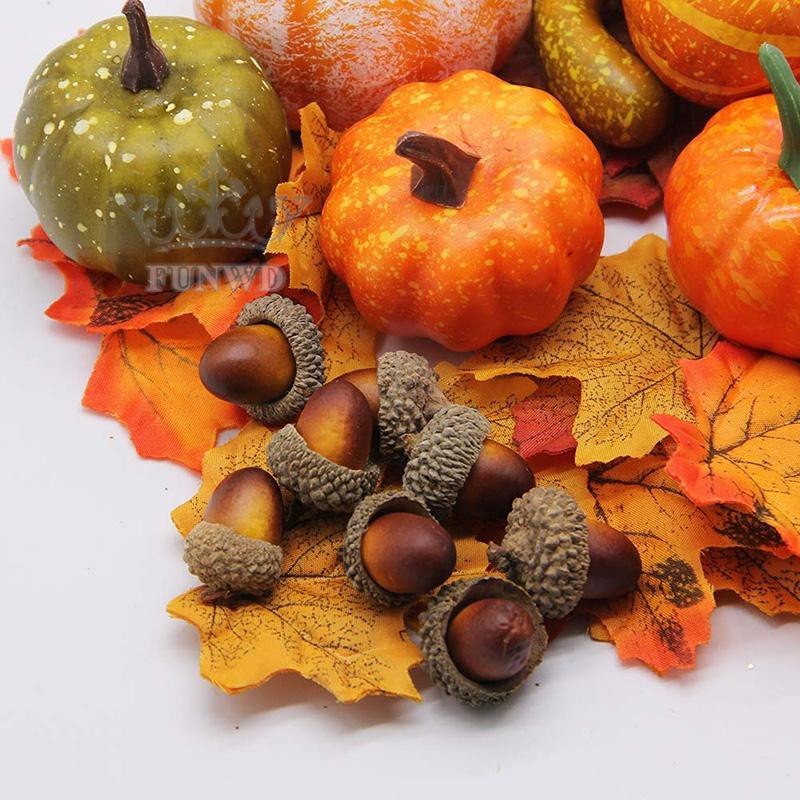 Mô hình rau củ quả/quả bí/hạt dẻ/dâu mùa thu nhân tạo cho trang trí Halloween