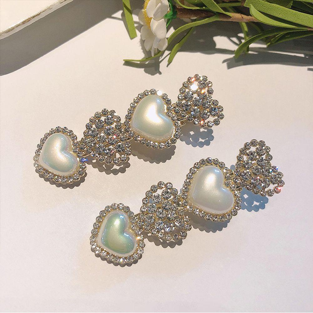 Kẹp TóC ĐíNh Kim Cương Giả ThờI Trang Cho Nữ|Kẹp Tóc Hình Trái Tim Xinh Xắn Cho Nữ