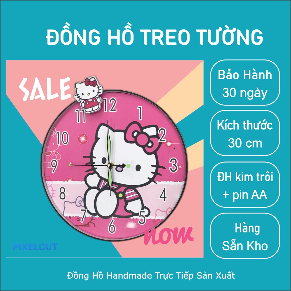 [ĐỒNG HỒ] TREO TƯỜNG CHO BÉ - HELLO KITTY