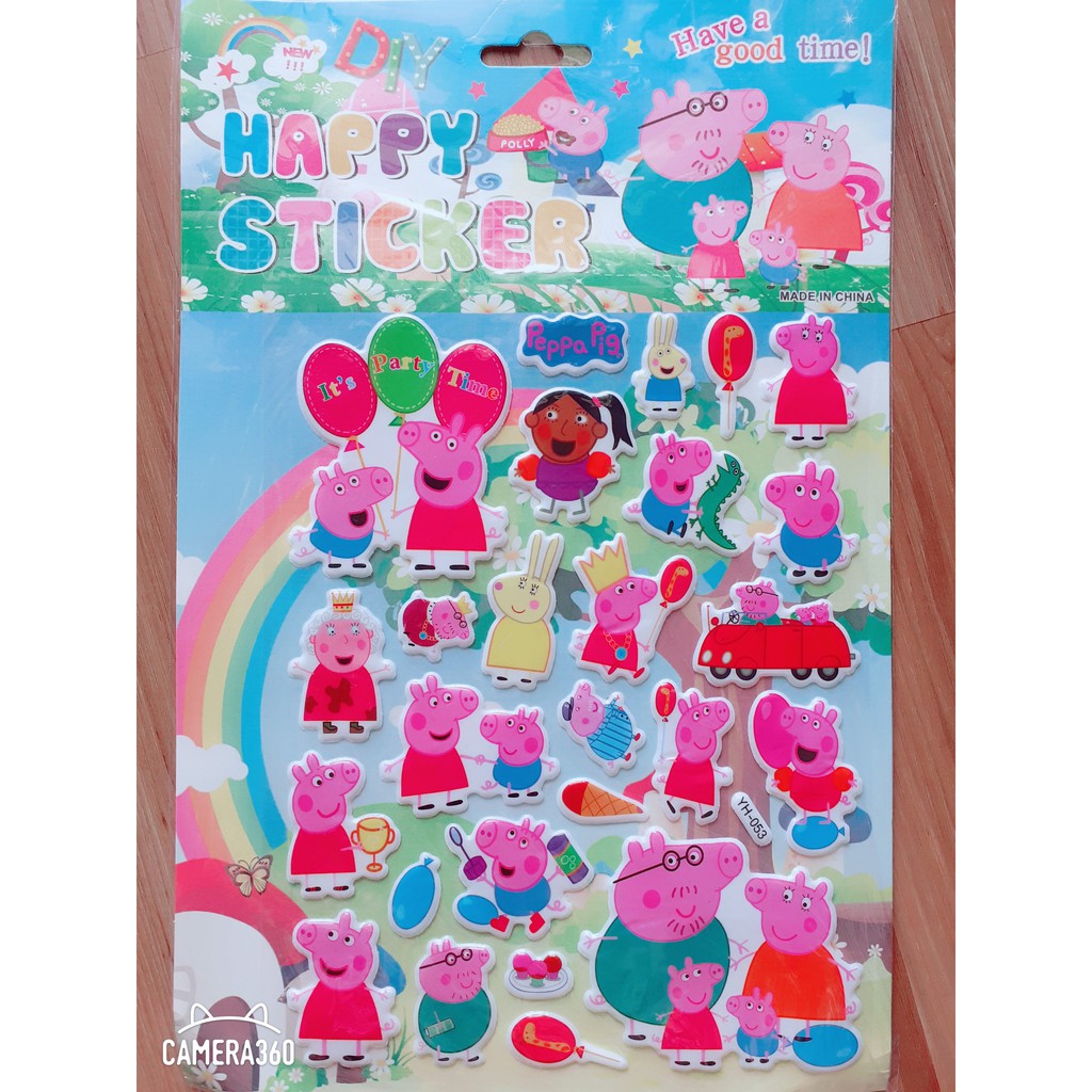 Hình dán sticker 3D heo peppa